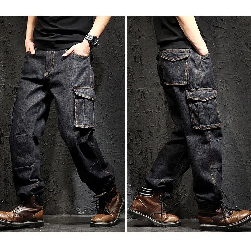 Mens Loose Straight Denim Loose Jeans For Men With Multi