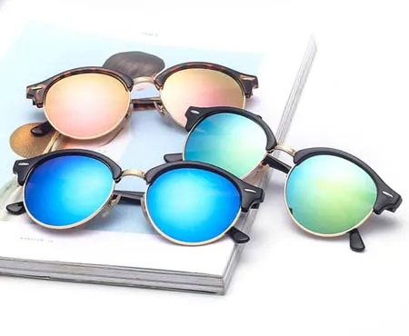 الأزياء الكلاسيكية جولة النظارات الشمسية 49 ملليمتر النساء الرجال مصمم خمر نظارات الشمس نادي للسيدات ماركة uv400 مينيت دي سولي مع الحالات