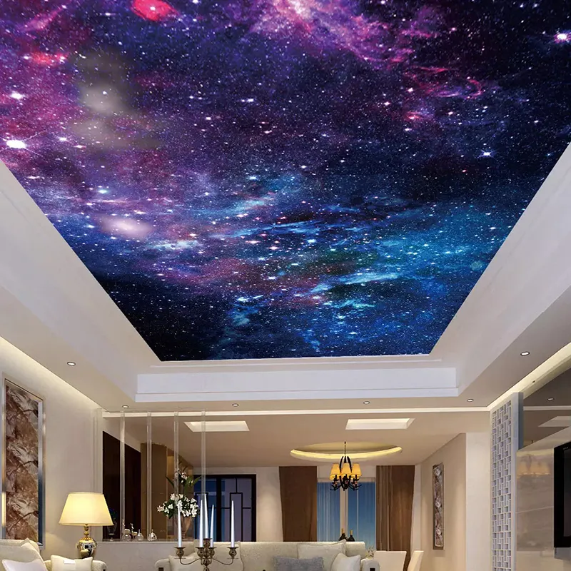 Обрасывание пользовательских обоев Потолочные наклейки наклейки роспись 3D красивые звездные неба гостиная спальня зонтит потолок украшения стены живопись искусство