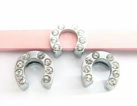 (20 , 50) unids/lote 8mm diamantes de imitación caballo herradura tobogán encantos diy accesorios aptos para pulsera de 8MM joyería de moda