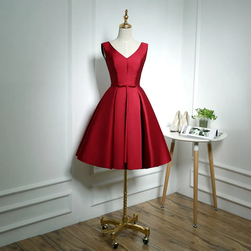 Cocktail Dress Short Burgundy Bridesmaid Dress Burgundy