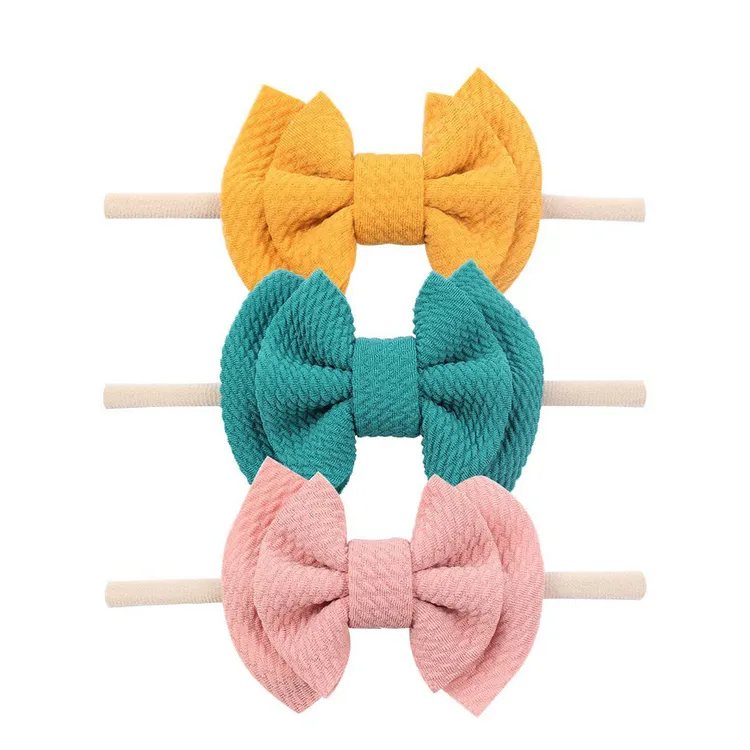 Niedliches Haarband mit großer Schleife für Babys, Mädchen, Kleinkinder, Kinder, elastische Stirnbänder, geknotete Nylon-Turban-Kopfwickel, Haarschmuck mit Schleifenknoten