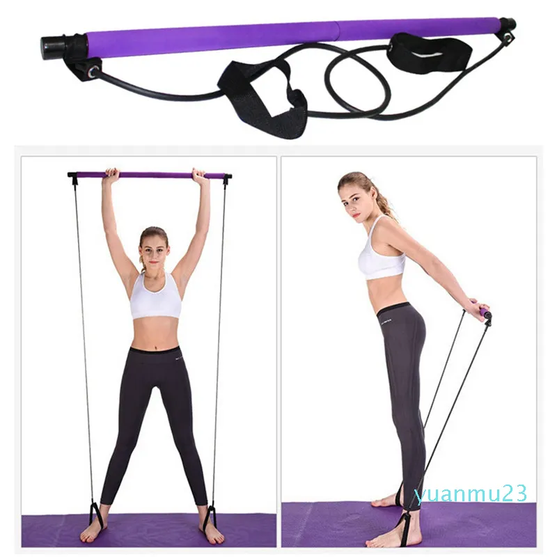 Wholesale-Yoga Pilates Stick Fitness Home Gym Body Workout Body Abdominal Resistance Bands Rope Puller Bodybuilding Pilates Bar Elastic Ba