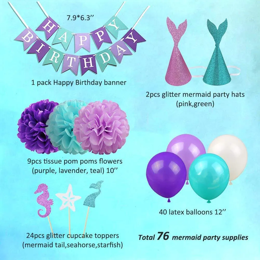 Mermaid Balloon Banner Decorations For Mermaid Birthday Party Favors Kids  Birthday Parties From Cat11cat, $15.93