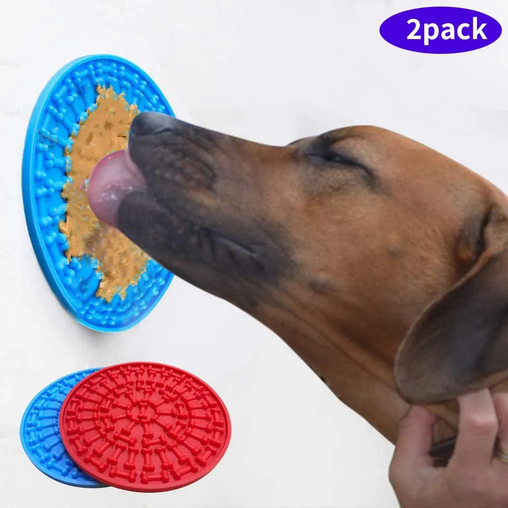 2 Pack Slow Feeder Dog Lick Pads For Peanut Butter And Other Dogs