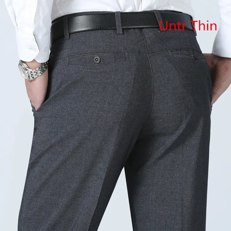 2017 새로운 남자 정장 바지 Sunmmer 스타일 남성 드레스 바지 Untr 얇은 가벼운 바지 스트레이트 비즈니스 망 공식적인 큰 크기