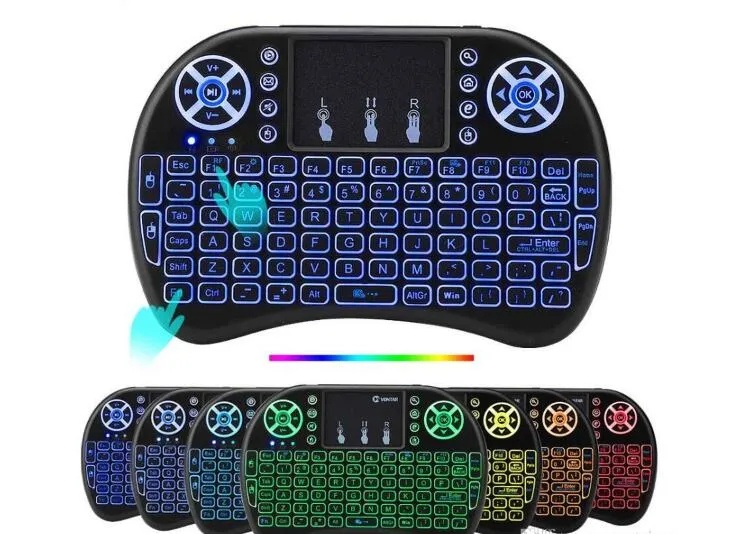 Rii i8 clavier sans fil rétro-éclairage 2.4G Air souris clavier télécommande pavé tactile pour Smart Android TV Box ordinateur portable tablette Pc