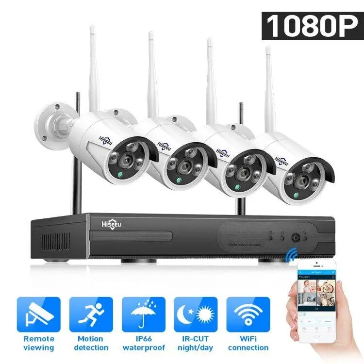 LEEEU 4CH CCTV-systeem Draadloze 960P NVR WIFI IP Bullet Camera Home Security System Surveillance Kit EU-plug