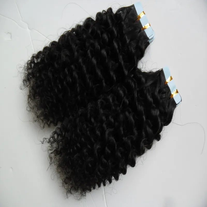 Mongolian Kinky Curly Hair 40pcs Skin Weft Adhesive Hair None Remy Tape In Human Hair Extensions 40g/pac 100G