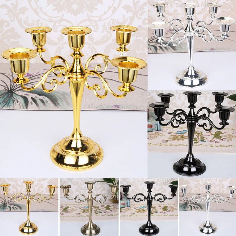 New Metal Candle Holders For 5-arms 3-arms Candle Stand Candlelight Dinner Candelabra Wedding Party Christmas Candlestick Decor WX9-1225