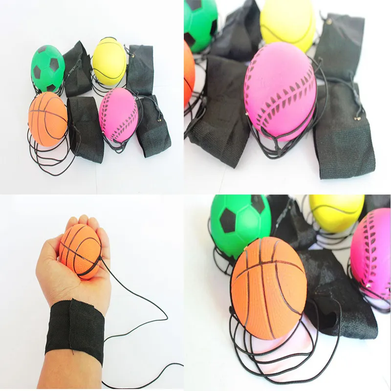 63mm Werfen Hüpfball Gummi Handgelenk Band Hüpfbälle Kinder Elastische Reaktion Training Antistress Bälle schule lehrmittel dc411