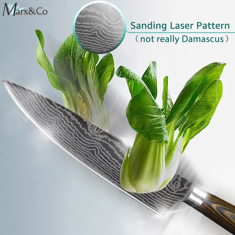 XITUO Chef knife 1-10Pcs Kitchen Knives Set Laser Damascus Pattern  Ultra-Sharp Santoku Knife Cleaver Slicing Utility Fruit Knife