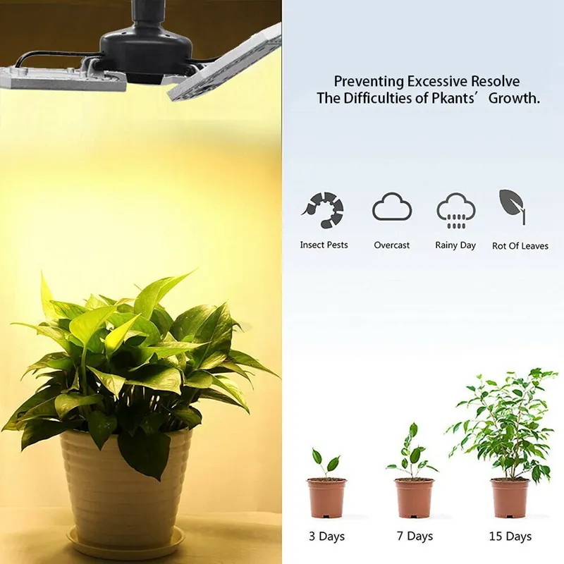 300W LED Grow Light Bulb - com 3 painel ajustável Full Spectrum Lâmpada para plantas de interior, jardim, flores, legumes, Estufa