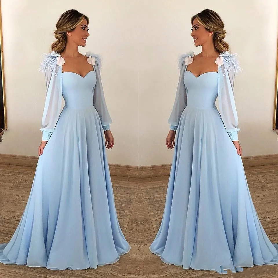Sky Blue Bride Dresses 2022 with Square Neckline, Long Sleeves, and Plus Size Option - Perfect for Formal Weddings and Parties in 2023