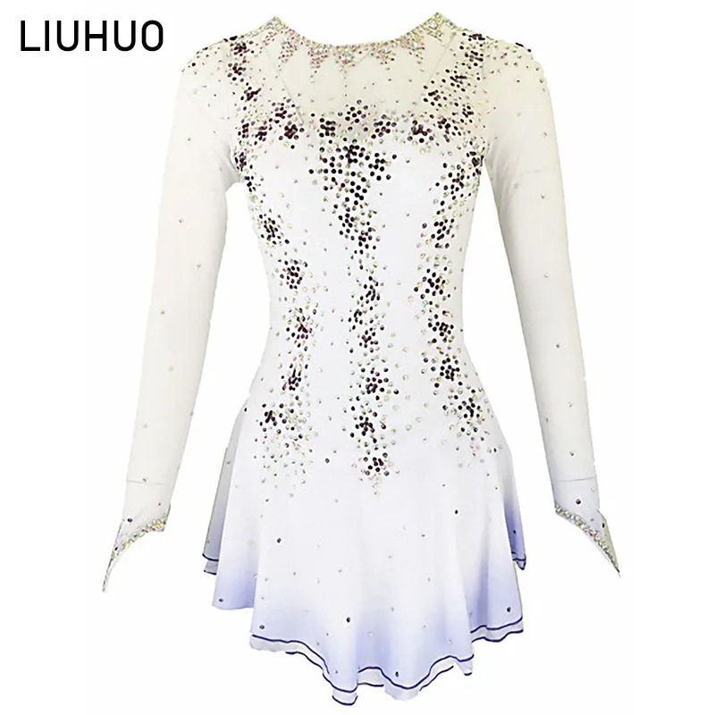 LIUHUO offre spéciale robes de patinage sur glace femmes enfants manches longues costumes filles rose robe plandex