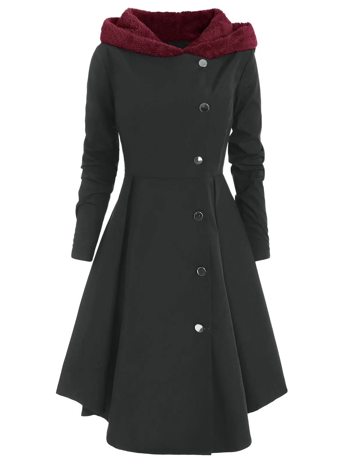 Fleece hooded deals skirted coat