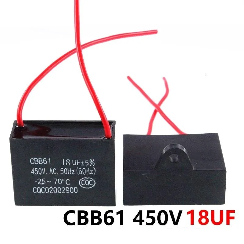 Wholesale CBB61 450VAC 18UF Fan Starting Capacitor Lead Length 10cm