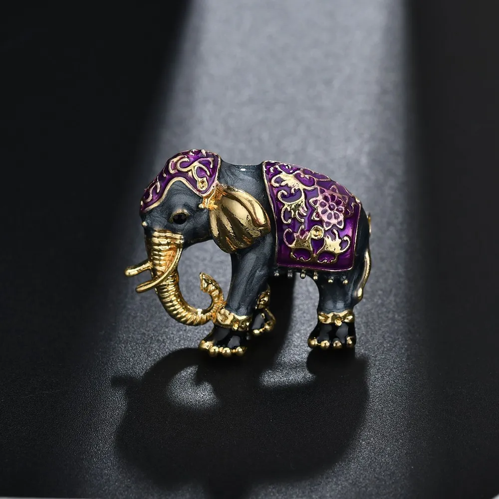 الفيل شكل حيوان بروش دبوس خمر حجر الراين المرأة الديكور الأزياء والمجوهرات المينا بروش