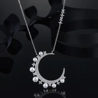 Collana Luna All'ingrosso-Argento Con Perle Baby