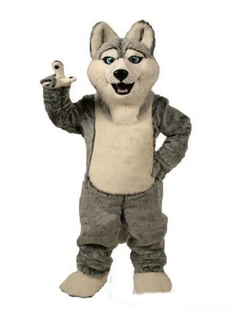 2019 fabbrica calda nuovo cane grigio cane husky con l'aspetto del costume della mascotte del lupo mascotte partito personaggio dei cartoni animati per adulti