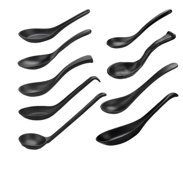 Soup Spoon Black Matte Ladle Spoon Plastic Japanese Style Melamine