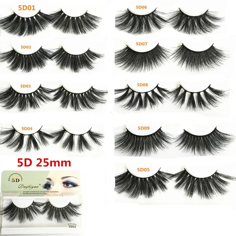 5D Faux Mink Lashes 25mm Long Natural False Eyelashes Volumn Fake Eye Lashes For Beauty Thick 25mm Full Strip Lashes