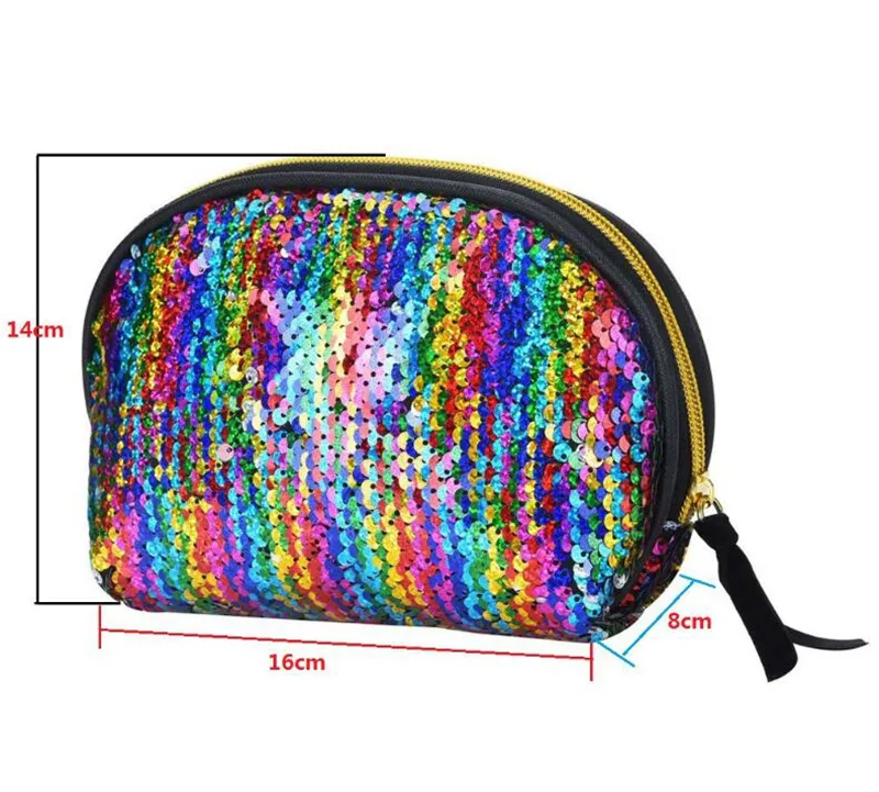 Makeup Bag Mermaid Sequins Cosmetic Bag Glitter Makeup Bags Bling Shell Pouch Party Clutch Bag Storage Bags CYL-YW1020