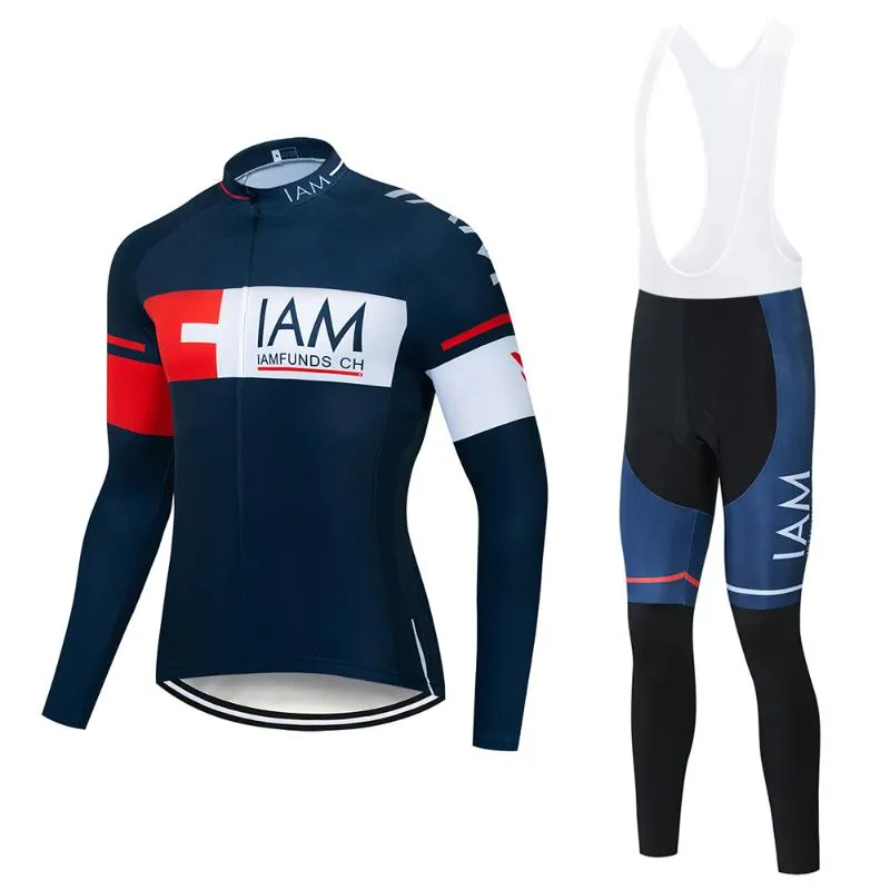 2020 Team IAM long sleeve cycling jersey set Spring autumn Ropa Ciclismo breathable racing bike clothing MTB Bike 9D gel pad