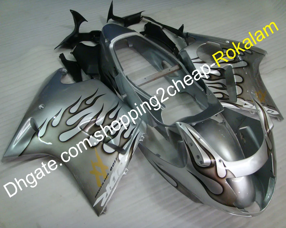 Okucia motocyklowe dla Honda Fairings CBR1100XX Blackbird CBR1100 XX 1996-2007 Silver Flame Motocykl Motorcycle Loing Kit (formowanie wtryskowe)