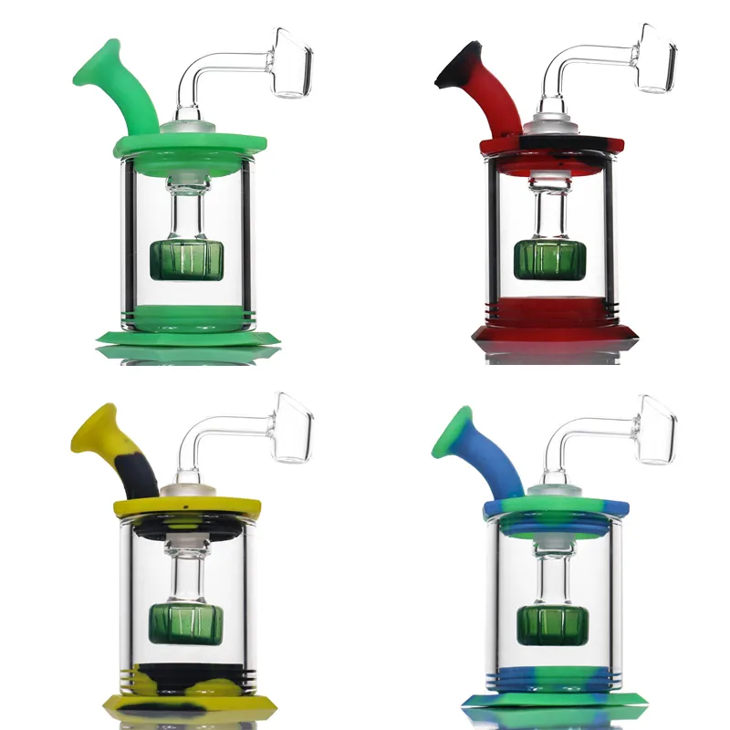 Narghilè assemblare bong in silicone alto 11 cm soffione doccia percolatore facile da pulire Dab Rig con tubo di vetro banger al quarzo da 4 mm piccoli impianti bong per occhiali