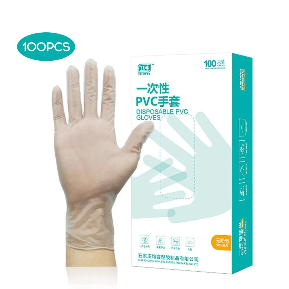 100 pièces gants universels jetables en PVC gants de protection en caoutchouc Transparent gant de nettoyage ménager de cuisson de qualité alimentaire