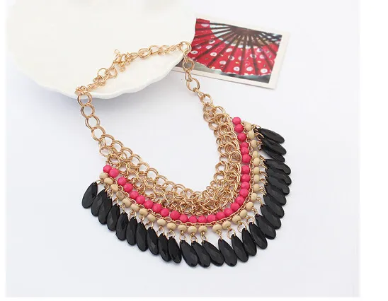 Fashion-Tassel Necklace Bohemian Beaded Style Statement Necklace Jewelry Black Tassel Four Designs for Choose DHL Christmas Gift
