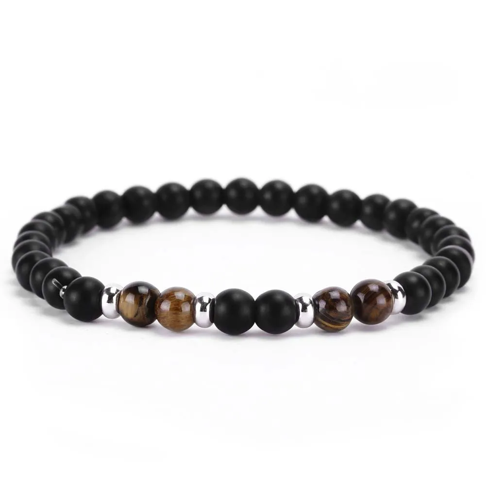 Chakra Bracelet Men Black Lava Healing Balance Beadsレイキ仏祈りの天然石ヨガブレスレット女性ストーンビーズブレスレット