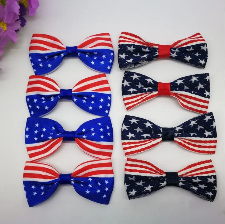 Bowknot Girls Party Haar Accessoire Mode Ster Streipe Butterfly Kids Haar Pin Independence Day Kinderen Barrette Meisje Clip Y2286