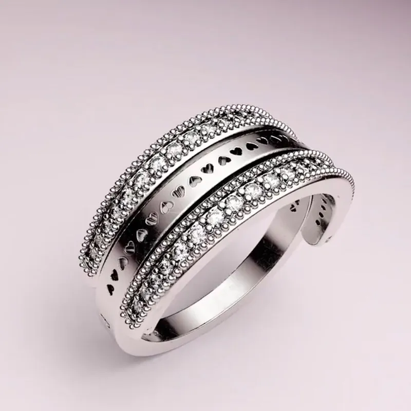 Nieuwe aankomst 925 Sterling zilveren trouwringen sets originele doos voor pandora flipping harten luxe designer sieraden vrouwen ringen