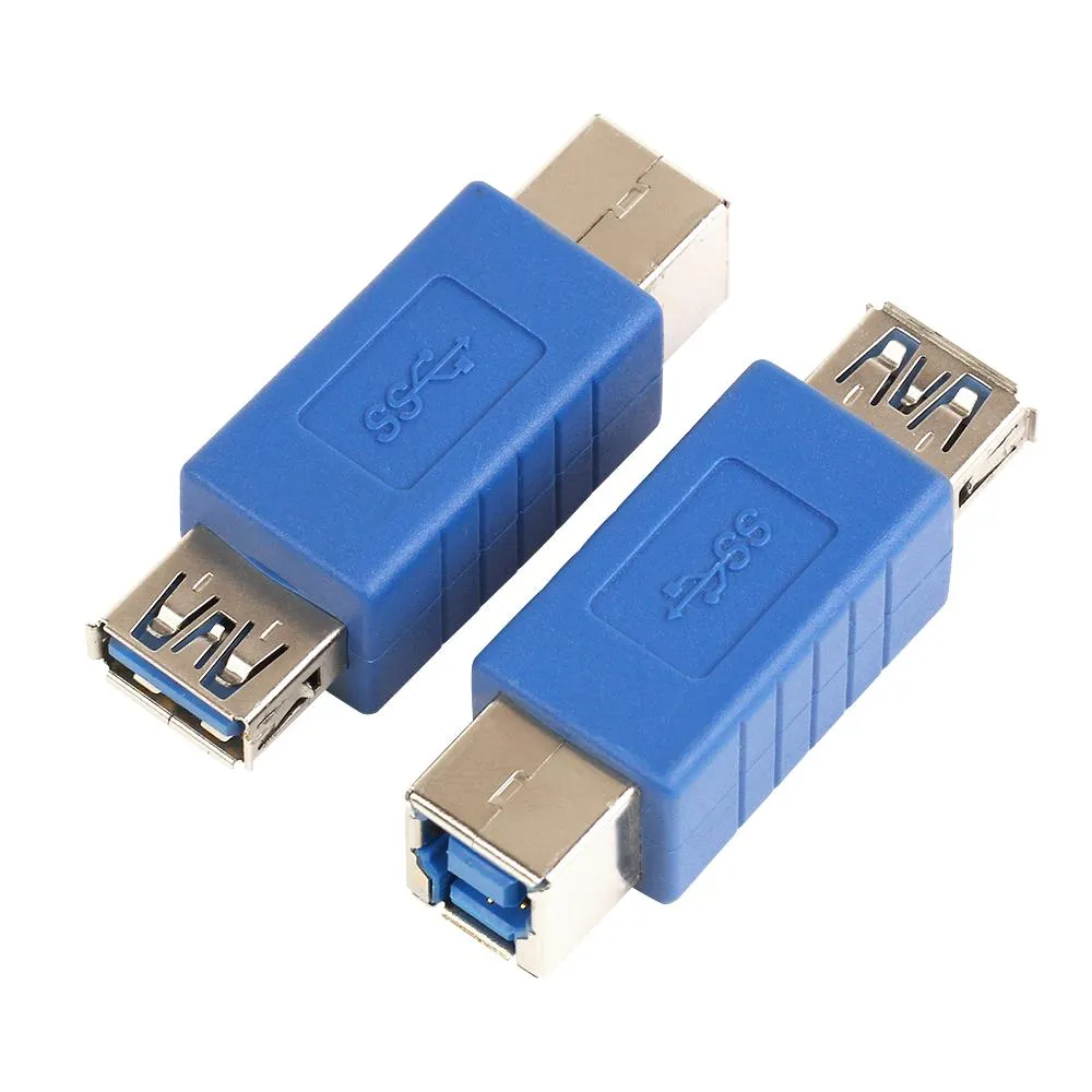 ZJT11 Supper Speed ​​USB 3.0 En typ Kvinna till B Female Socket Adapter Extender Coupler Blue Color