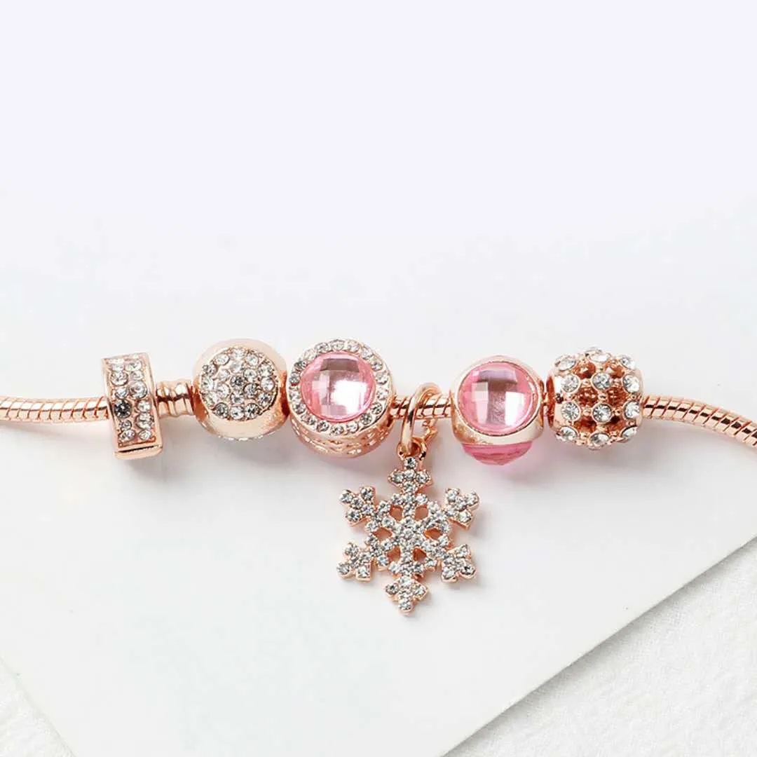 Gros-bracelet pendentif flocon de neige breloques lâches perles cateye bracelet bracelet à breloques bijoux bricolage comme cadeau pour femme et fille