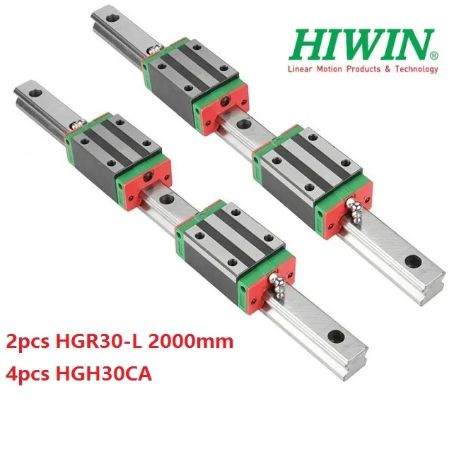 2 Stück Original New HIWIN HGR30 – 2000 mm Linearführung/Schiene + 4 Stück HGH30CA lineare schmale Blöcke für CNC-Fräserteile