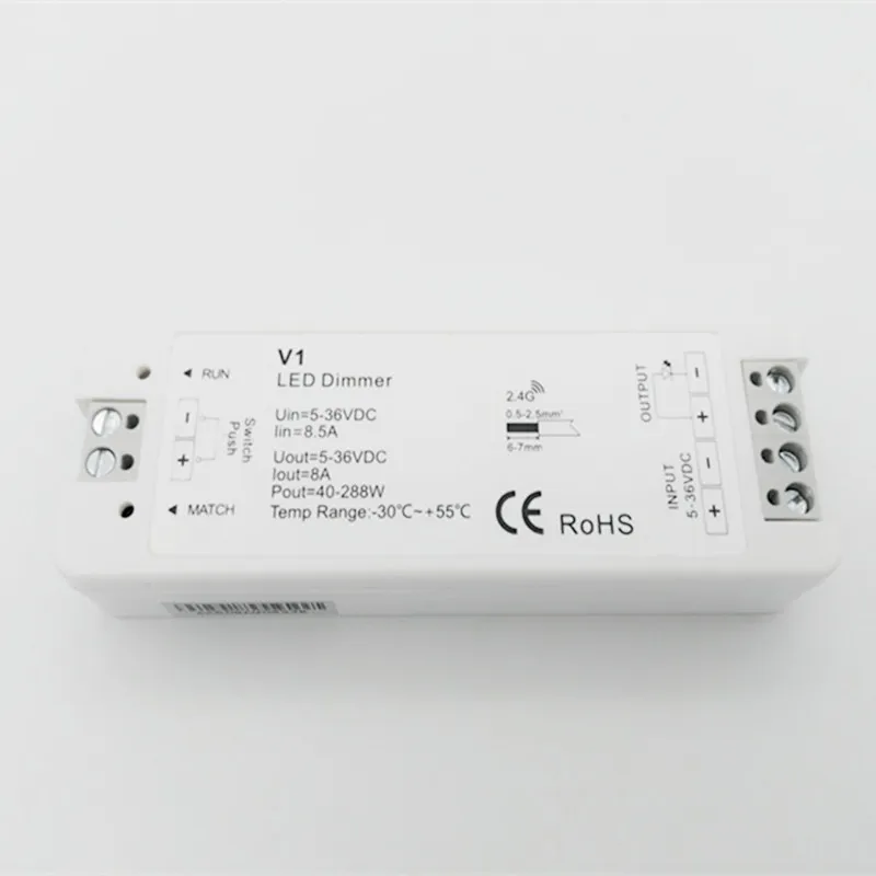 1CH*8A 5-36VDC CV Dimming Controller (Push Dim) V1 Led Dimmer 12V/24V V1 8A output Receiver for 5050 3528 Single color strip
