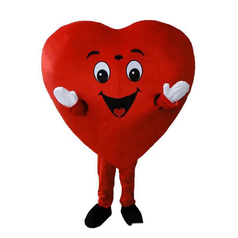 2020 haute qualité coeur rouge de Costume de mascotte adulte taille adulte fantaisie coeur amour Costume de mascotte