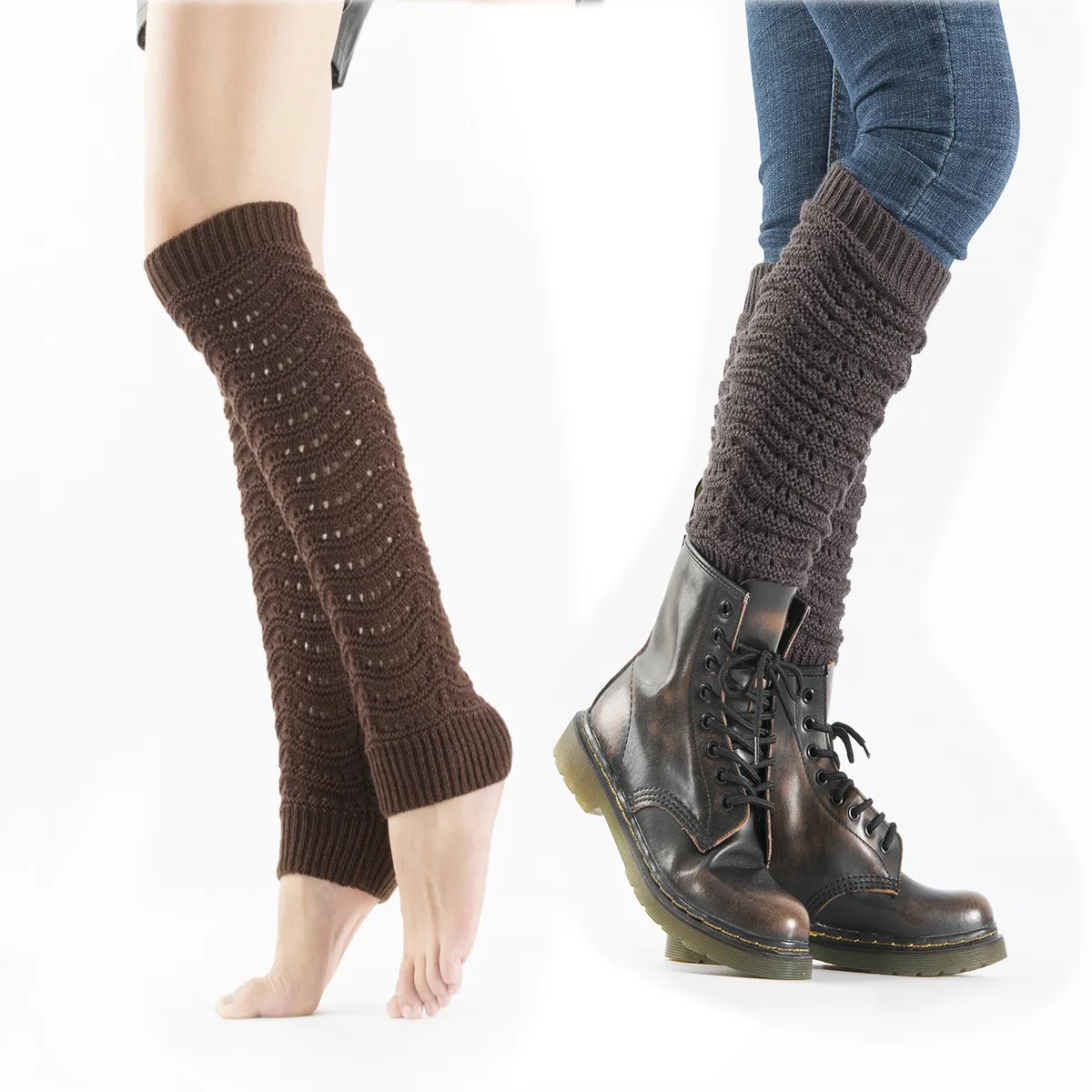 Hollow Wave Winter Leg Warmer Boot Socks Pantyhose Knee High Stockings leggings Winter Women Socks