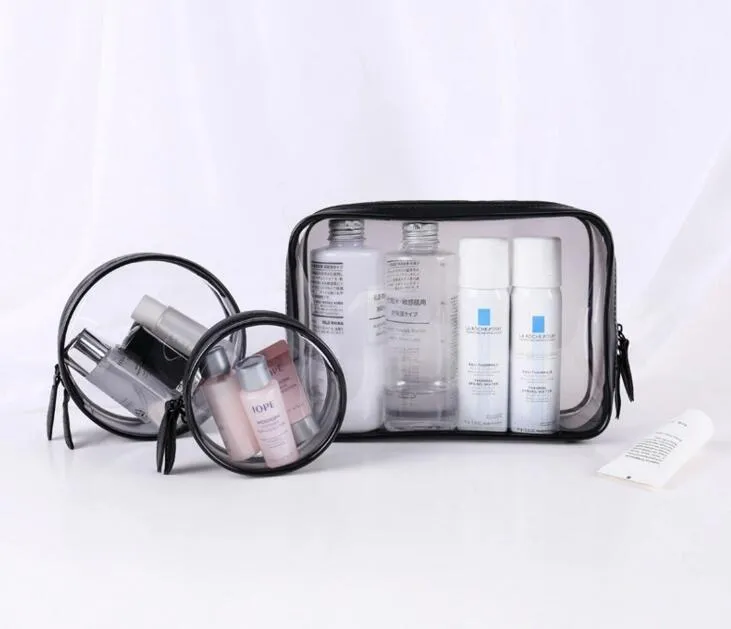 Clear Makeup Cosmetic Bags Portable Toiletry Travel Wash Storage Pouch Transparent Waterproof PVC Bag 3pcs set