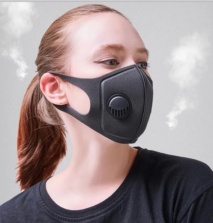 Ship 24hour designer ansiktsmask med andningssventiler tvättbar återanvändbar tyg barn vuxen masker bomull svart mascarillas skyddande ansiktsmask