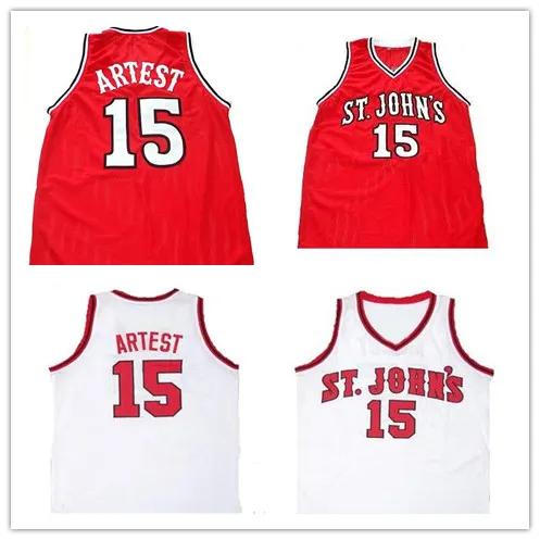 バスケットボールメンズRon Artest St. Johns University Redmen College ThrowbackバスケットボールステッチカレッジバスケットボールジャージサイズS-5XL