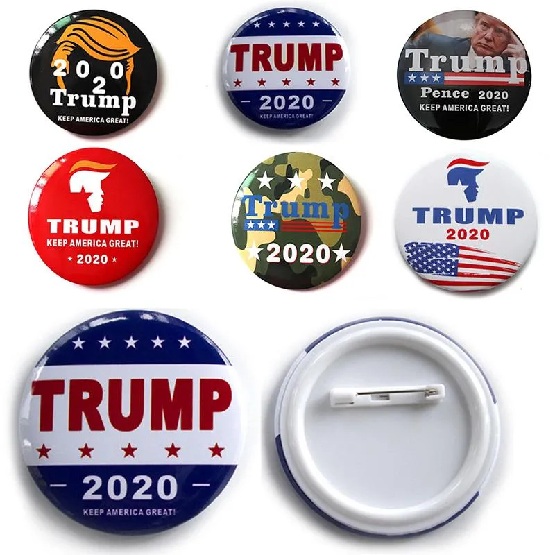 Trump 2020 Metal Brosch America President Republikansk kampanj Tinplate Pins Badge Coat Smycken Broscher Party Favor Gift