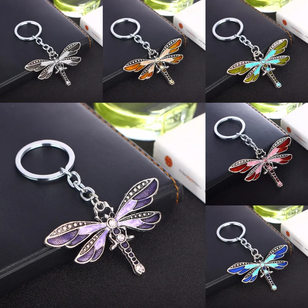 Crystal Butterfly Keychain Bohemia Dragonfly Pendants Keyring Women Ladies Jewelry Gifts Animal Charms Key Chain Christmas Xmas Gift Keyring
