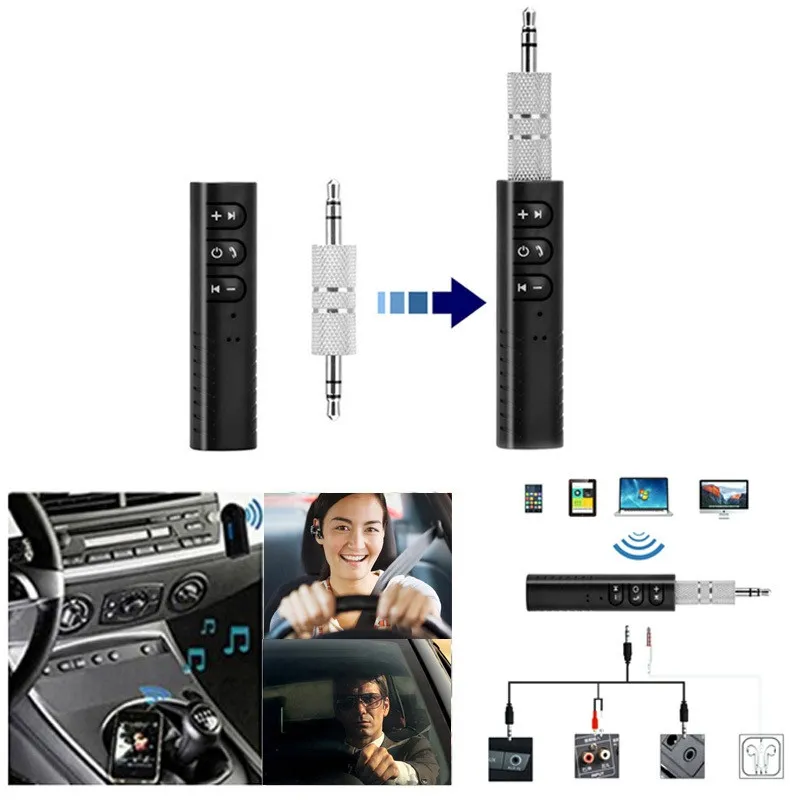 thumbnail image 2 of Bluetooth Receptor Manos Libres Para Carro – Adaptador Auxiliar De Audio, Negro, Puerto 3.5mm 2 of 3
