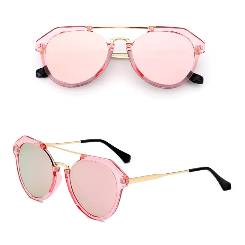 Bunte Sonnenbrille mit transparentem Rahmen, Pilotenstil, Spiegelgläser, Design für Damen und Herren, UV400, 5 Farben