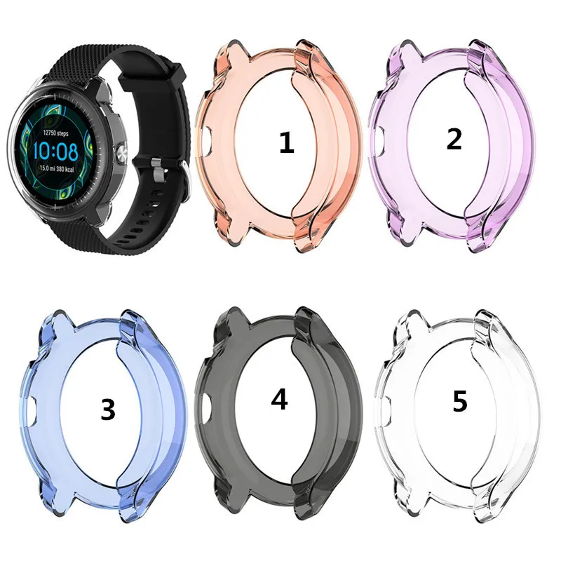 Watch Case Cover för Garmin vivoactive 3 Musikversion TPU Transparent Watch Protective Case Cover Shell Screen Frame 5 färger Promotion