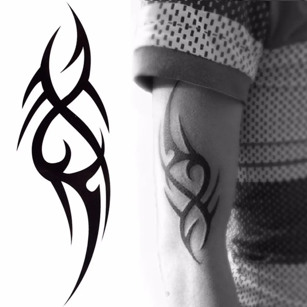 2016 Hot Black Temporary Tattoo Body Art Tattoos 3d Waterproof Temporary Tattoos Sticker Art Men Arm Leg Fake Tatoo Paper